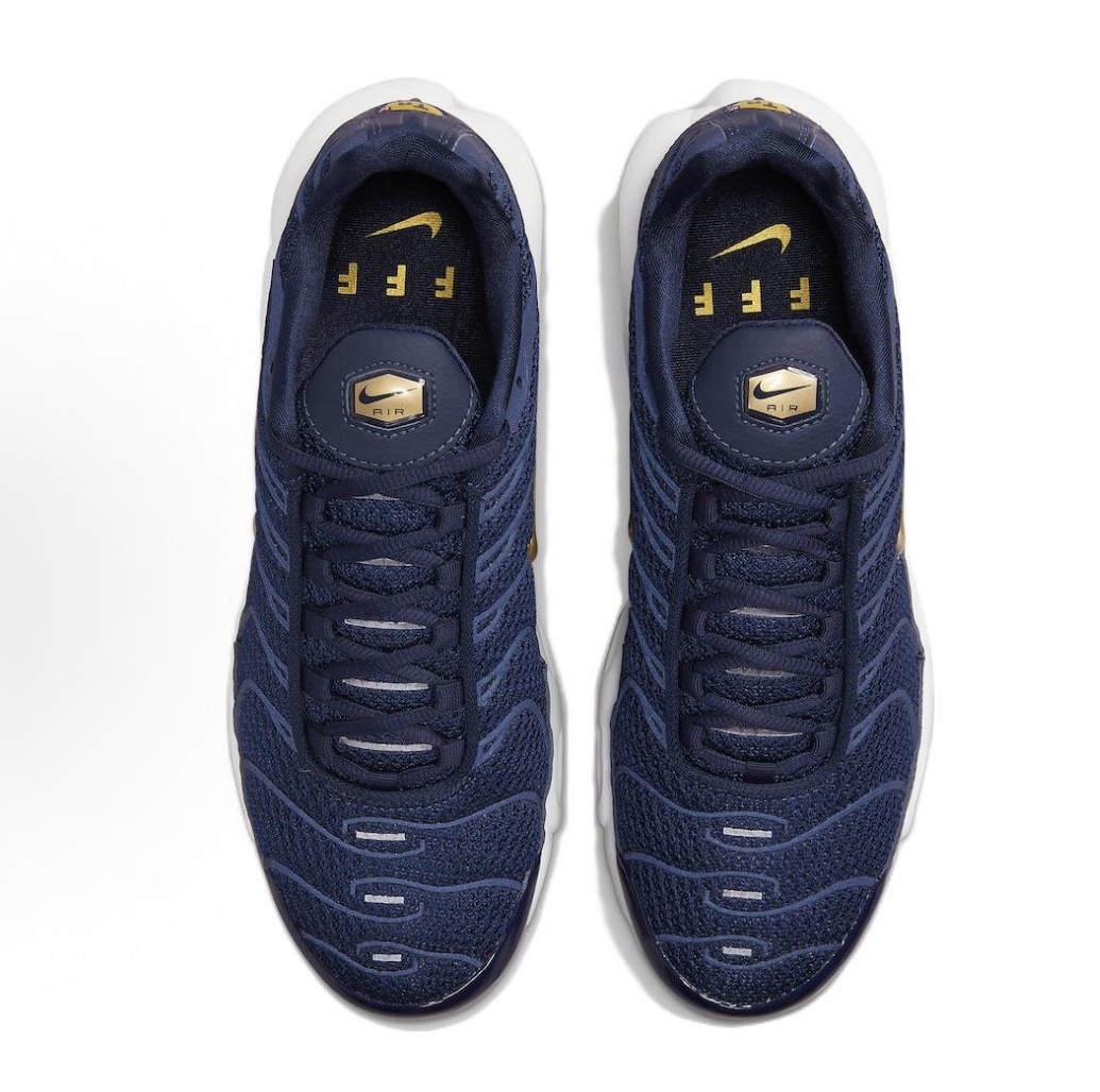 🌟 Nike Air Max Plus TN White And Gold/Blue Man Shoe Size 7-12