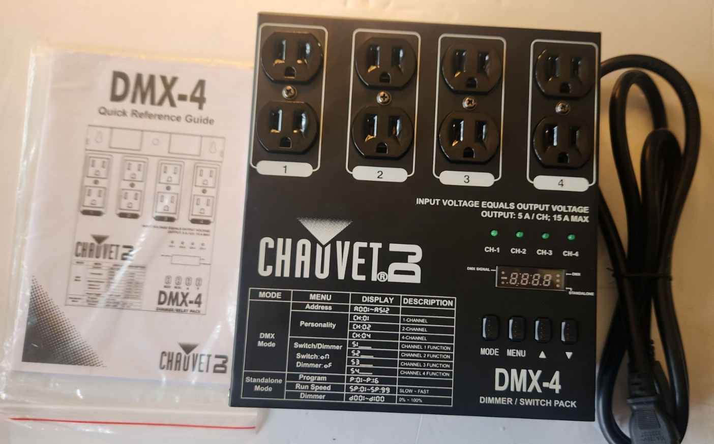 Chauvet DJ DMX-4 4-Channel Dimmer Switch Pack Lighting Controller