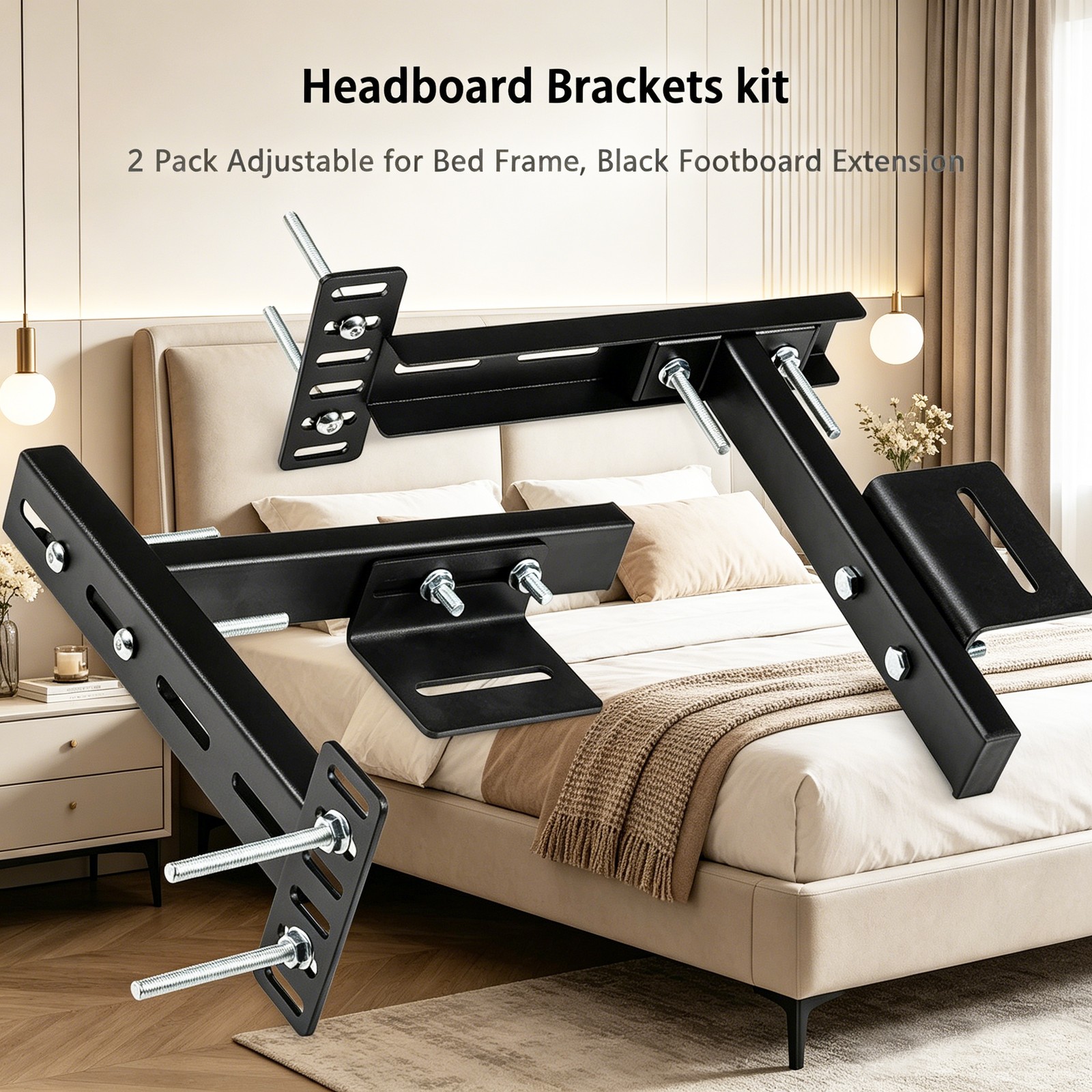 Universal Adjustable Headboard Brackets for Bed Frame Bed Extension Adapter Kit
