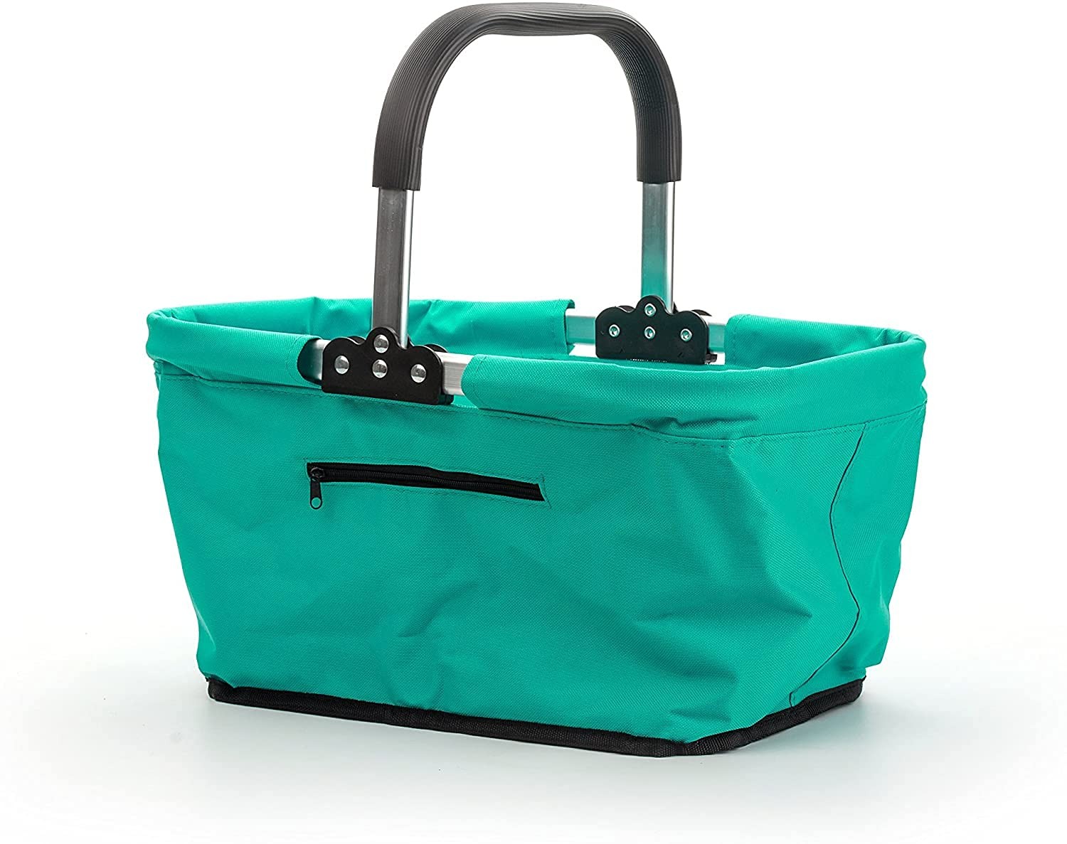 RSVP International Collapsible Market Basket, Turquoise Polyester Fabric