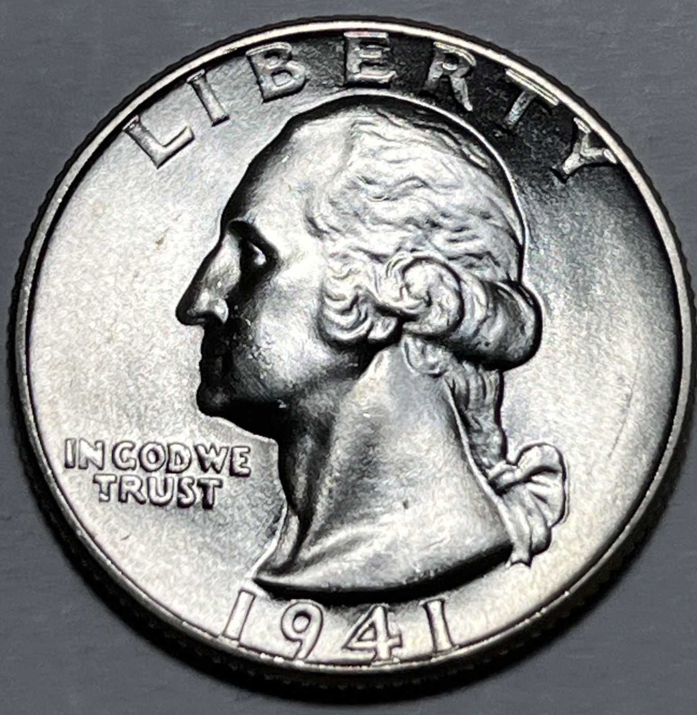 1941 4/4 Washington Quarter Date Errors 4 Over 4 Die Cracks Reverse Uncirculated