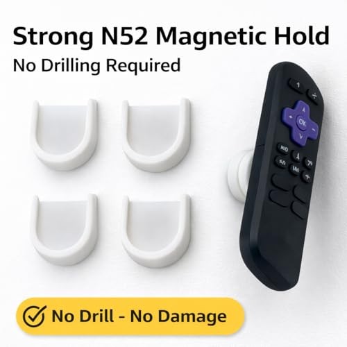 Magnetic Remote Control Holder Wall Mount 4 Pack Key Ring Tool Holder Remote