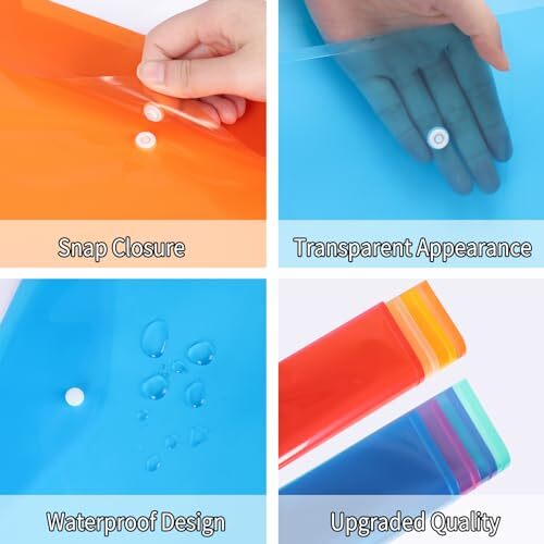 EOOUT 28pcs Plastic Envelopes, Plastic Folders for Assorted Number of Itemss