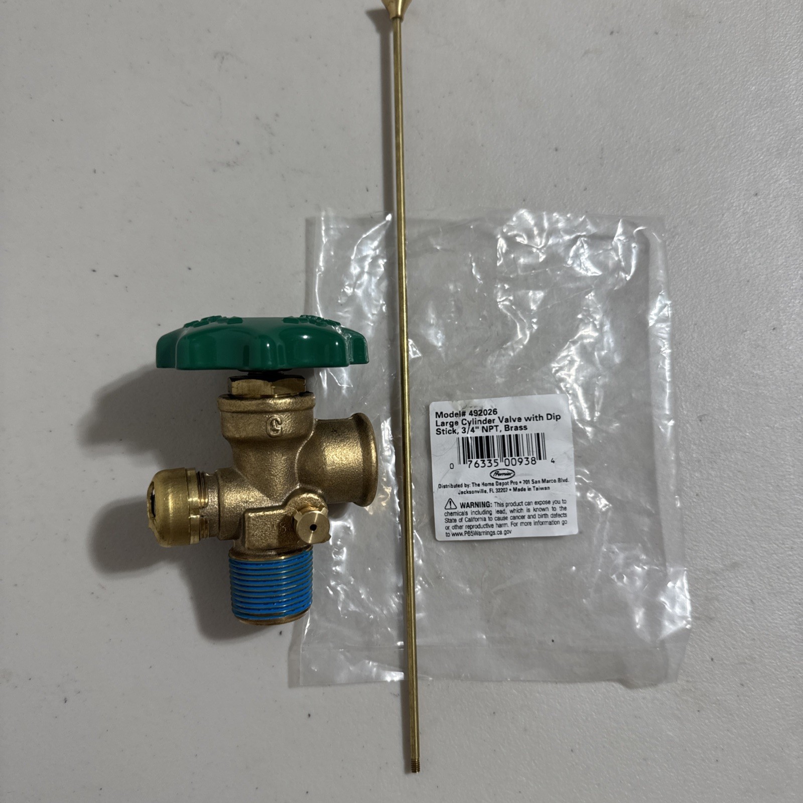 Premier 492026 Large Cylinder Valve  With Dip Stick 3/4 NPT Brass