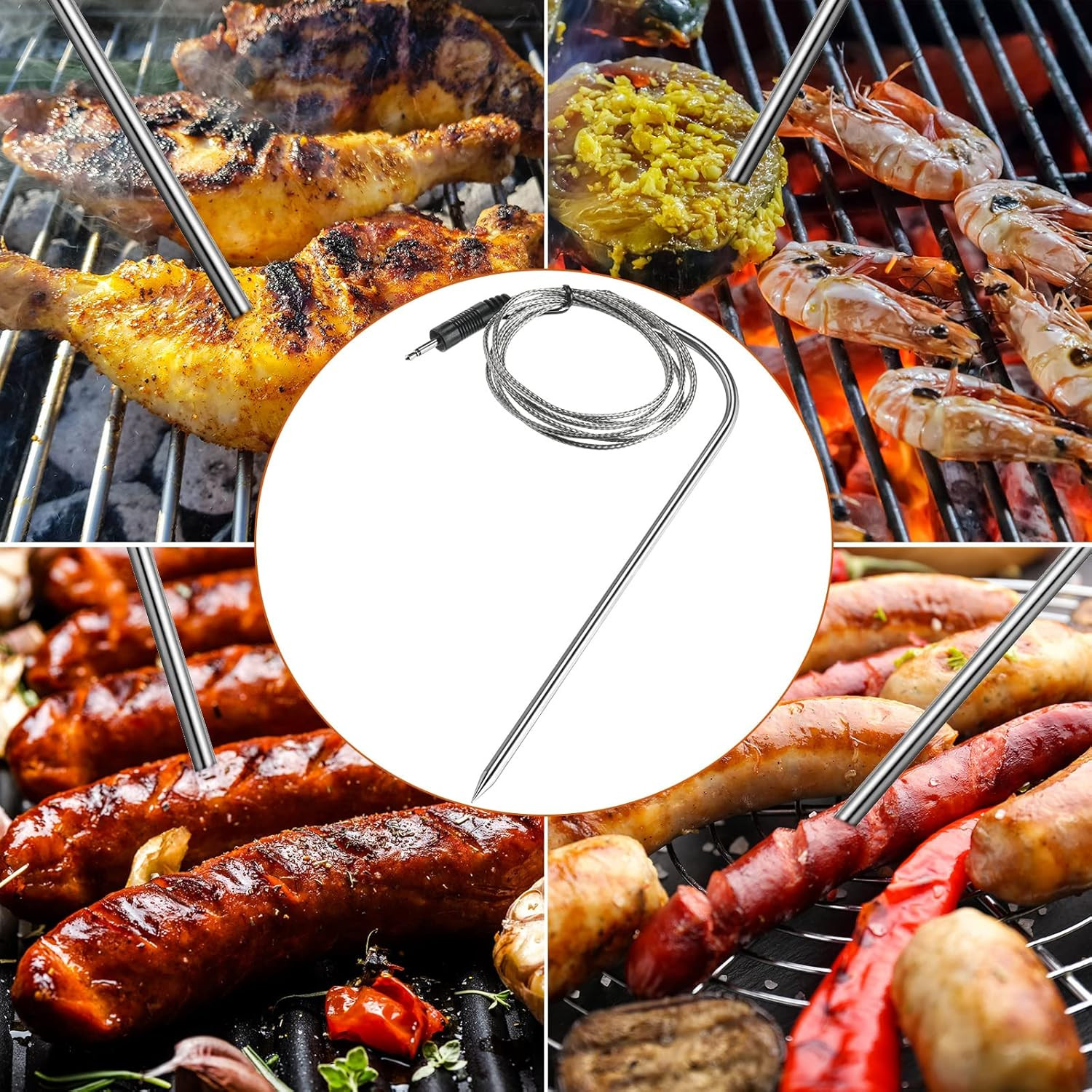 3 Pieces Meat Temperature Probe Thermometer Replacement for Grills and Smokers 2