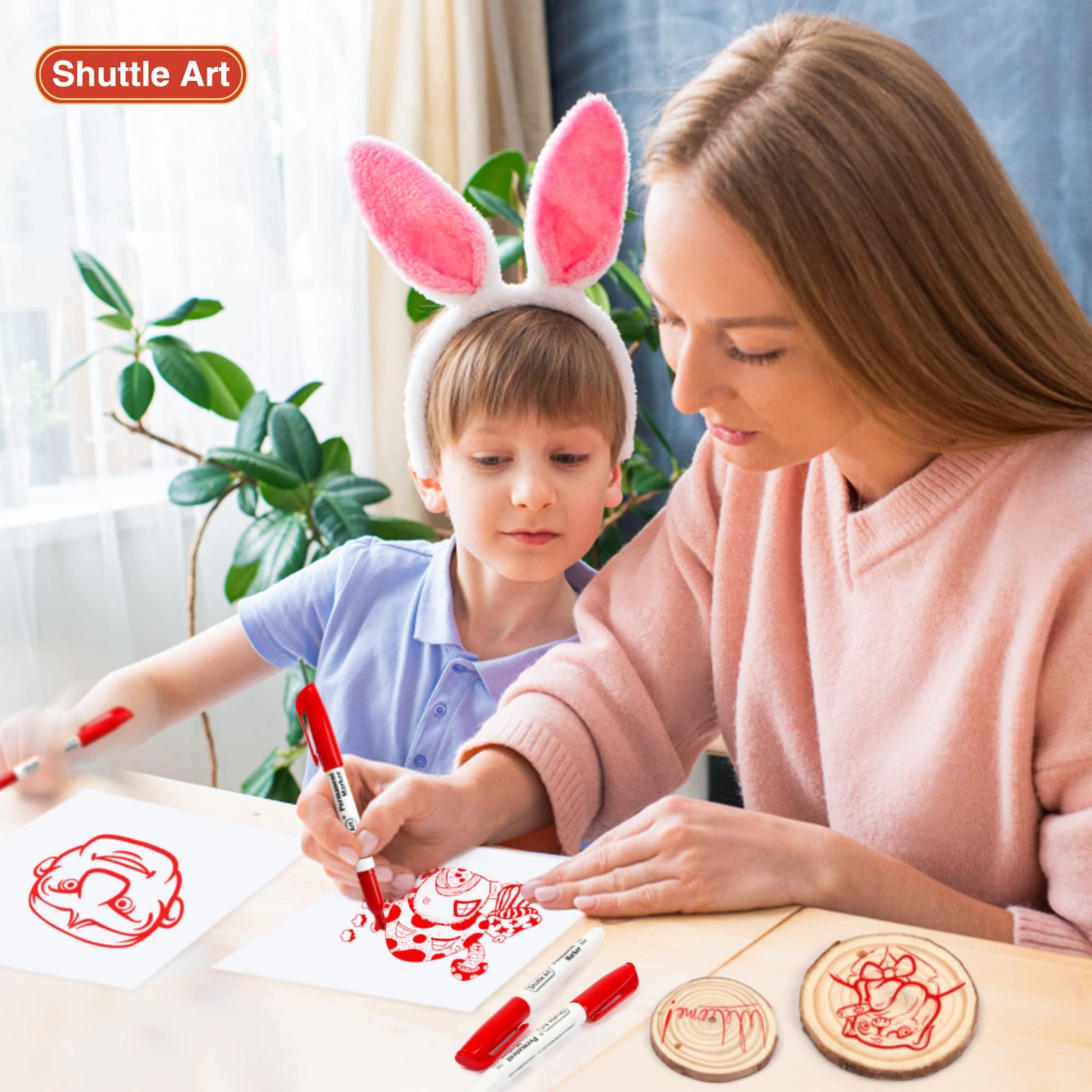 Shuttle Art Permanent Markers, 30 Pack Red Permanent Marker set,Fine Point, W...