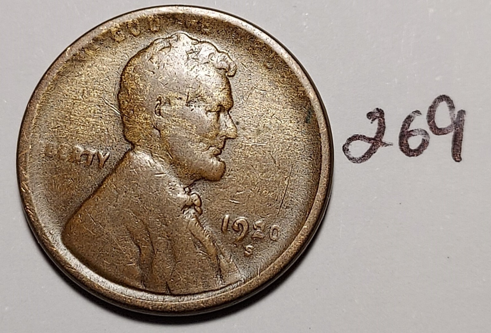 1920-S Lincoln Wheat Cent   Below Fine  #269