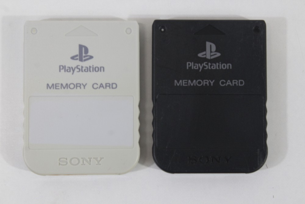 Lot 2 Official SONY PlayStation 1 OEM Memory Card PS1 White Grey Black SCPH-1020