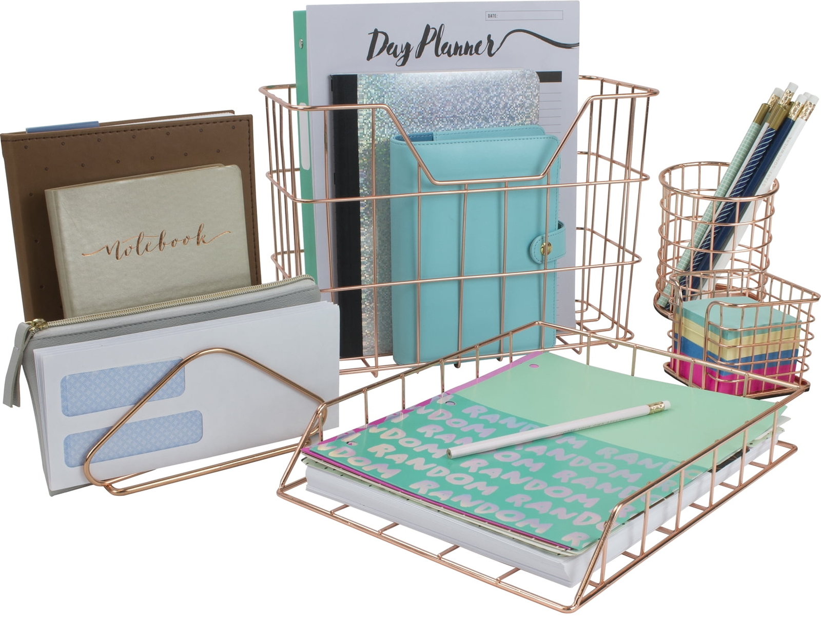Desk Accessories Gold - 5 Piece Desk Accessories Set for Office Organization Gol