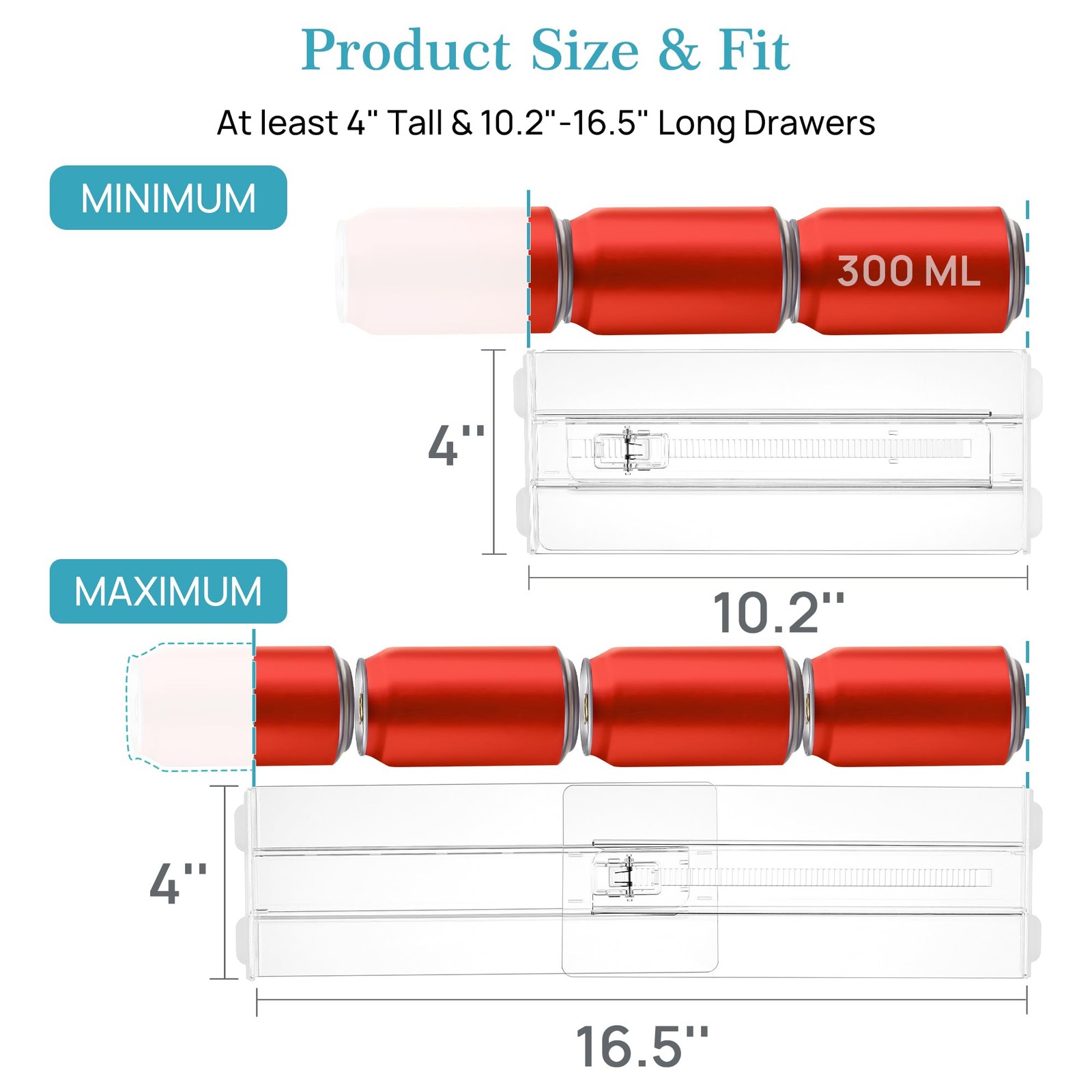Vtopmart 12 Pack Drawer Dividers For Clothes 4 High 10.2-16.5 Adjustable