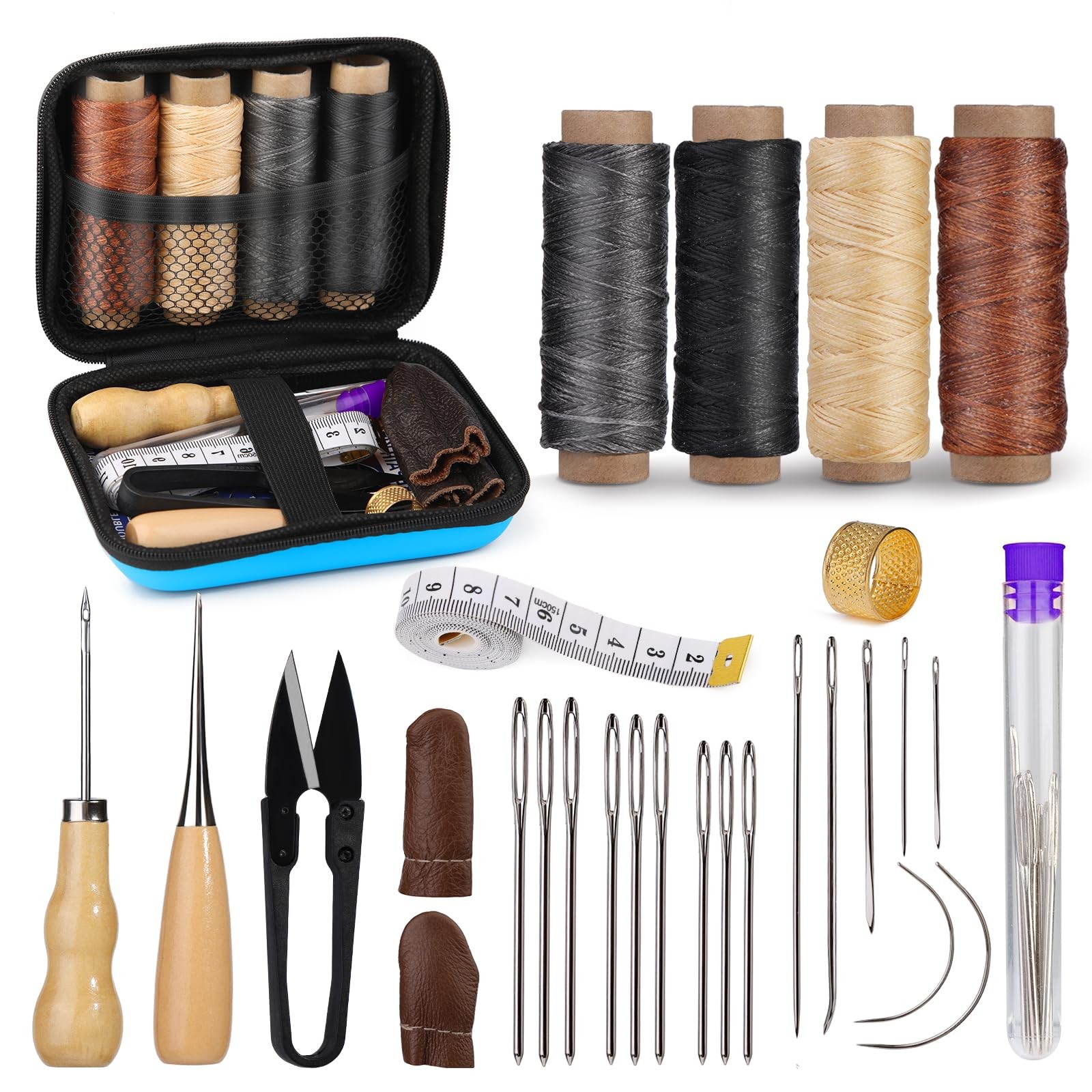 Leather Sewing Kit Leather Stitching Kit with Sewing Awl Waxed Thread