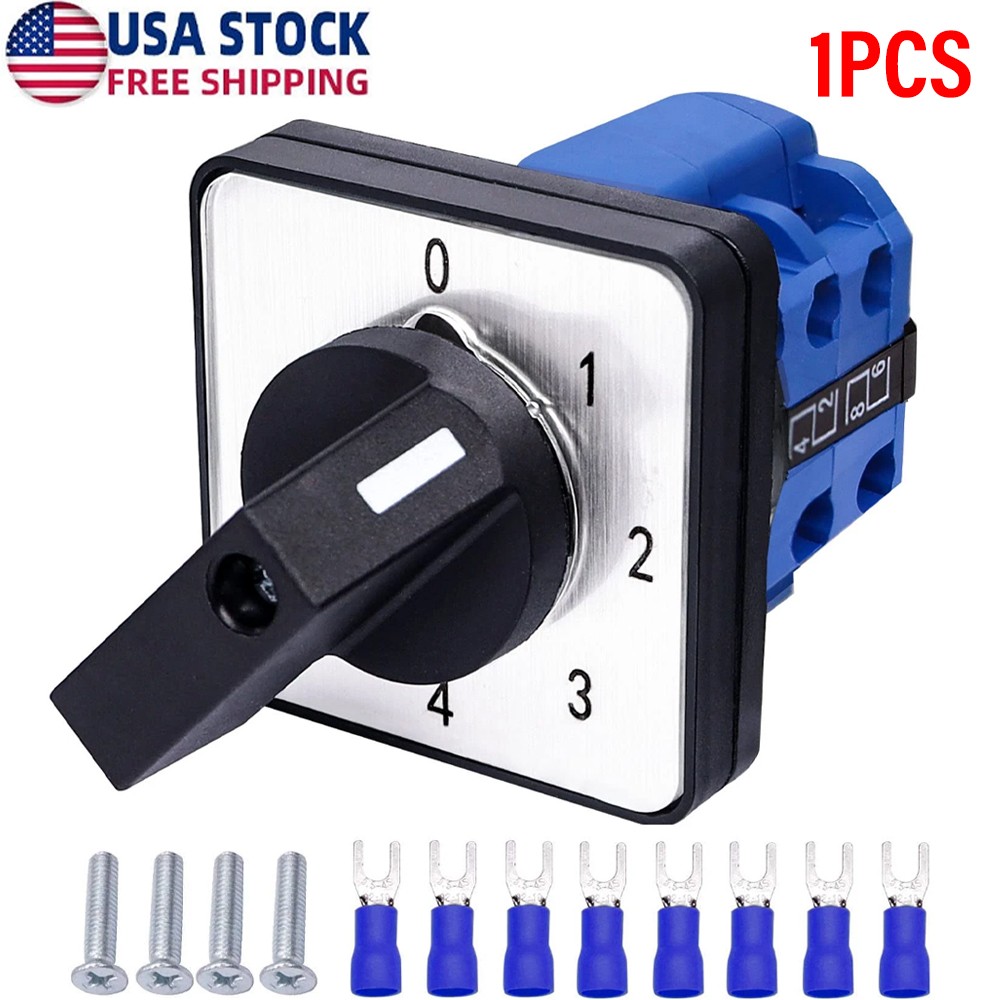 Universal Changeover Switch 20A 550V 4 Position 8 Terminals Latching Rotary Cam