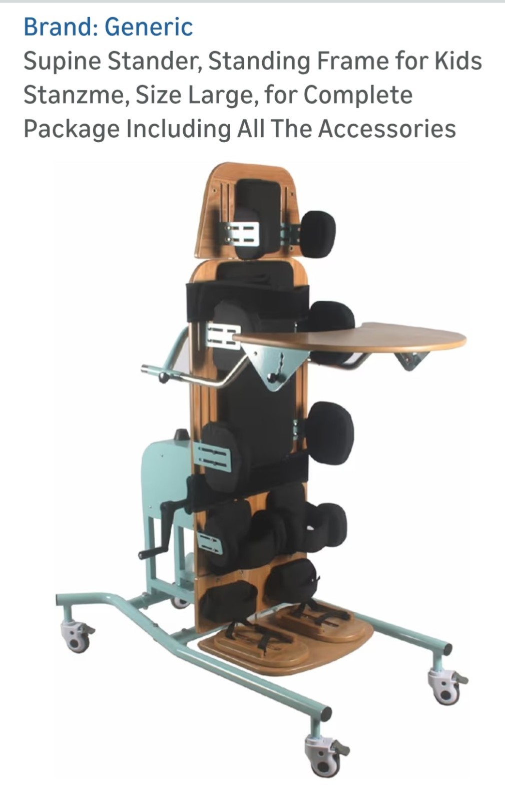 Generic Supine Stander Stanzme Large Adjustable Tray Wheel Locks Backrest