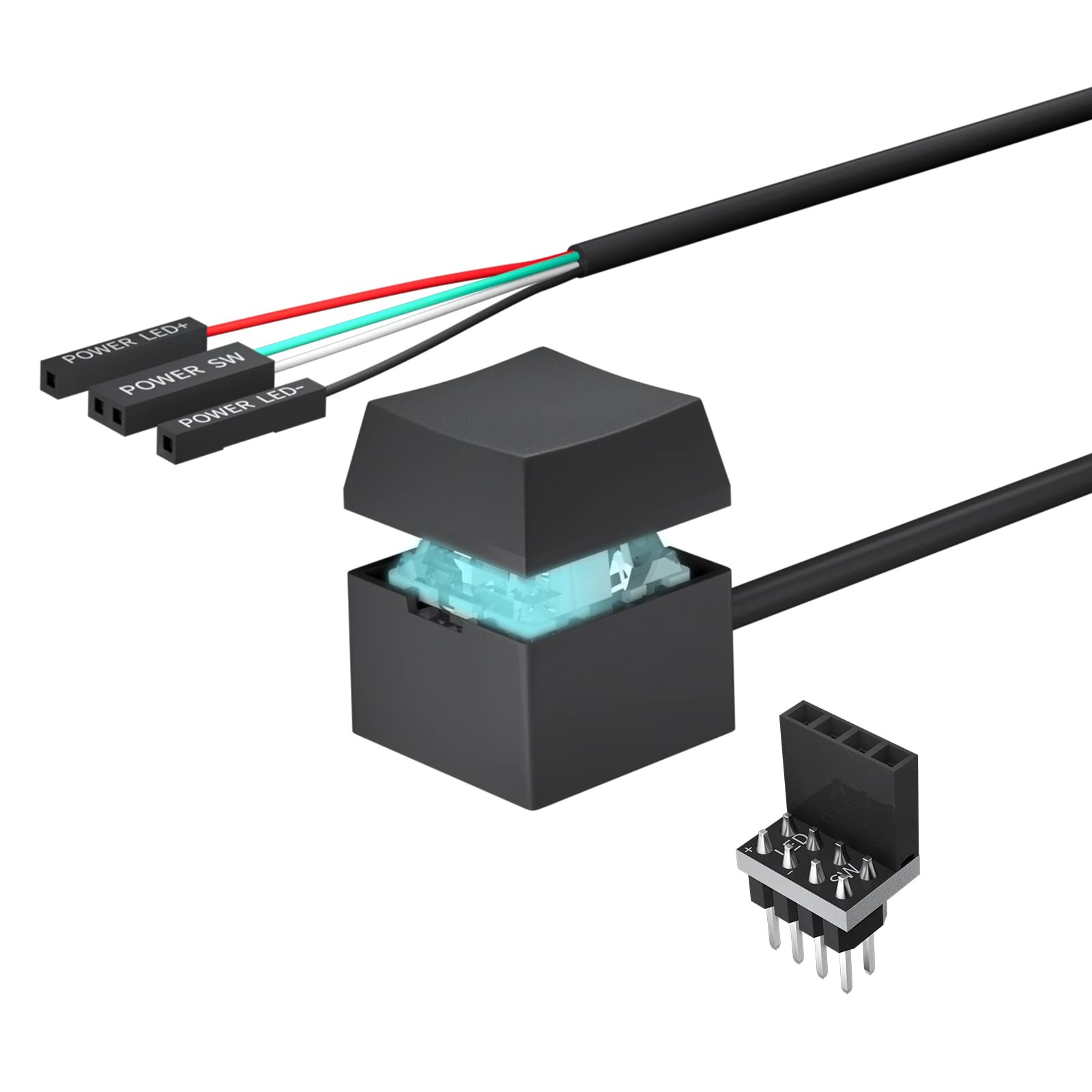Desktop Computer PC Mechanical Power Switch: LED Power On/Off Button Extensio...