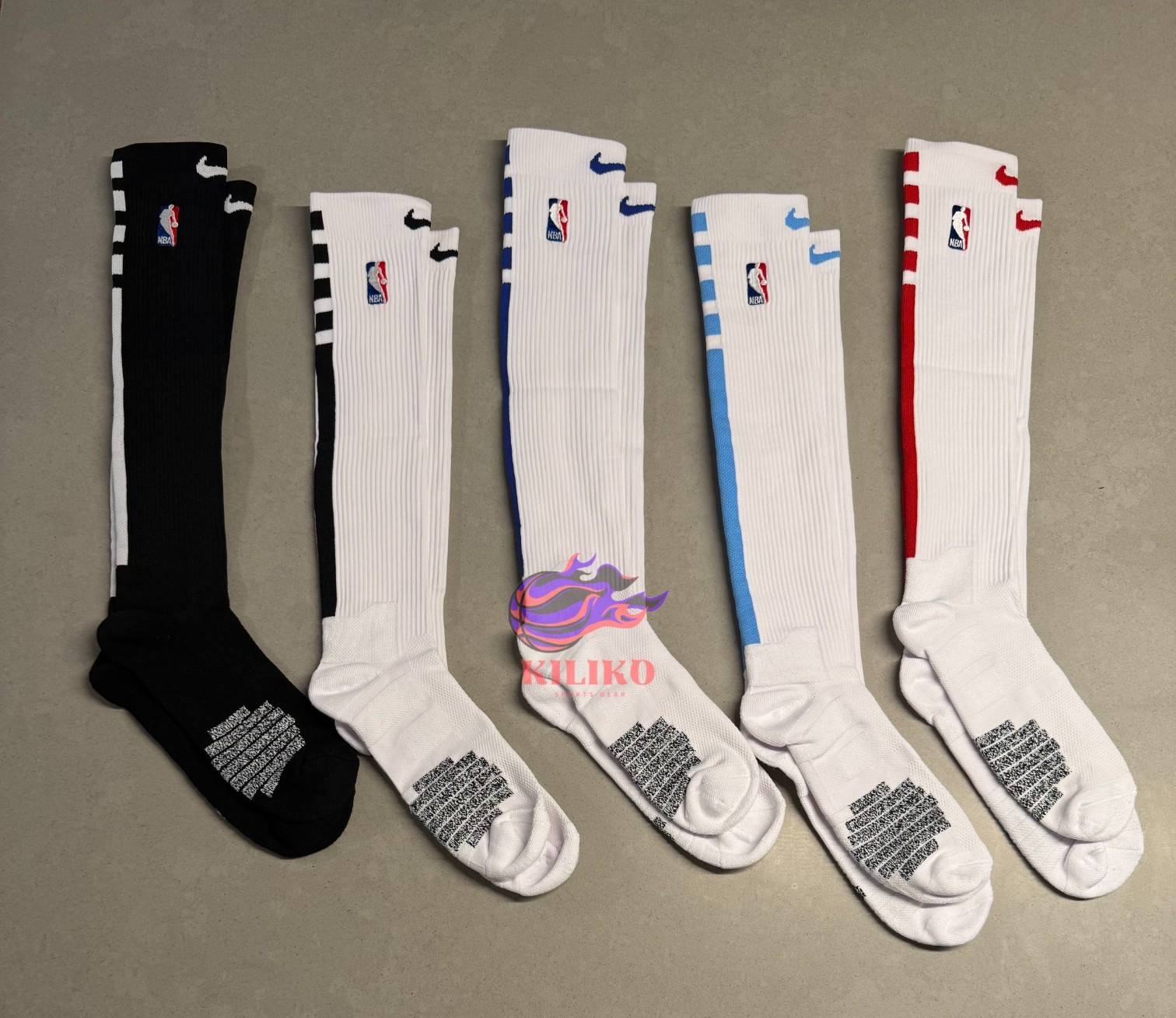 Nike NBA Authentics DRI-FIT Knee High Socks White Black Size Large Basketball