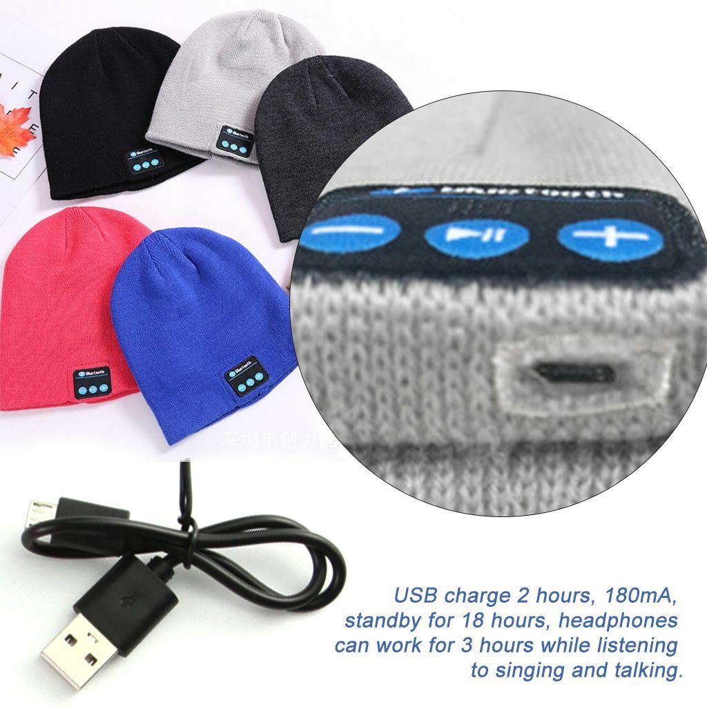 Soft Beanie Hat Warm Headset Headphone Speaker Mic Wireless Bluetooth Smart Cap