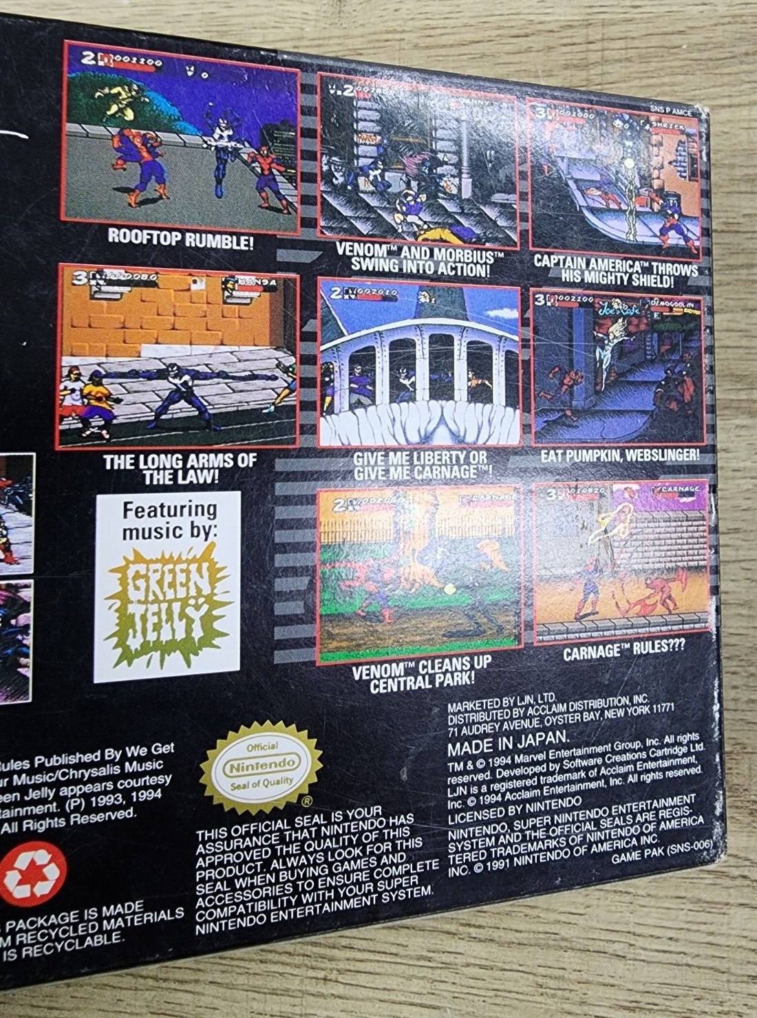 USED AUTHENTIC BOX ONLY - NO GAME - NO MANUAL - MAXIMUM CARNAGE - SNES