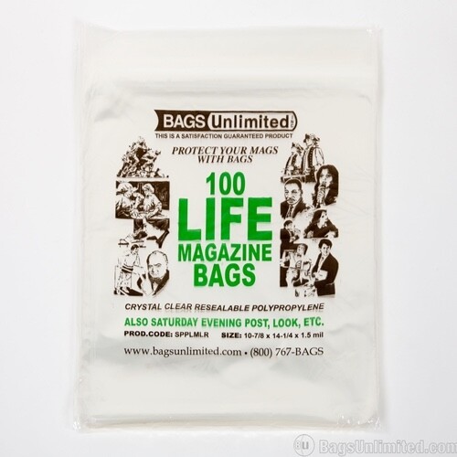 NEW Bags Unlimited 100 Life Magazine Clear Bags 10 7/8" x 14.25" x 1.5 mil