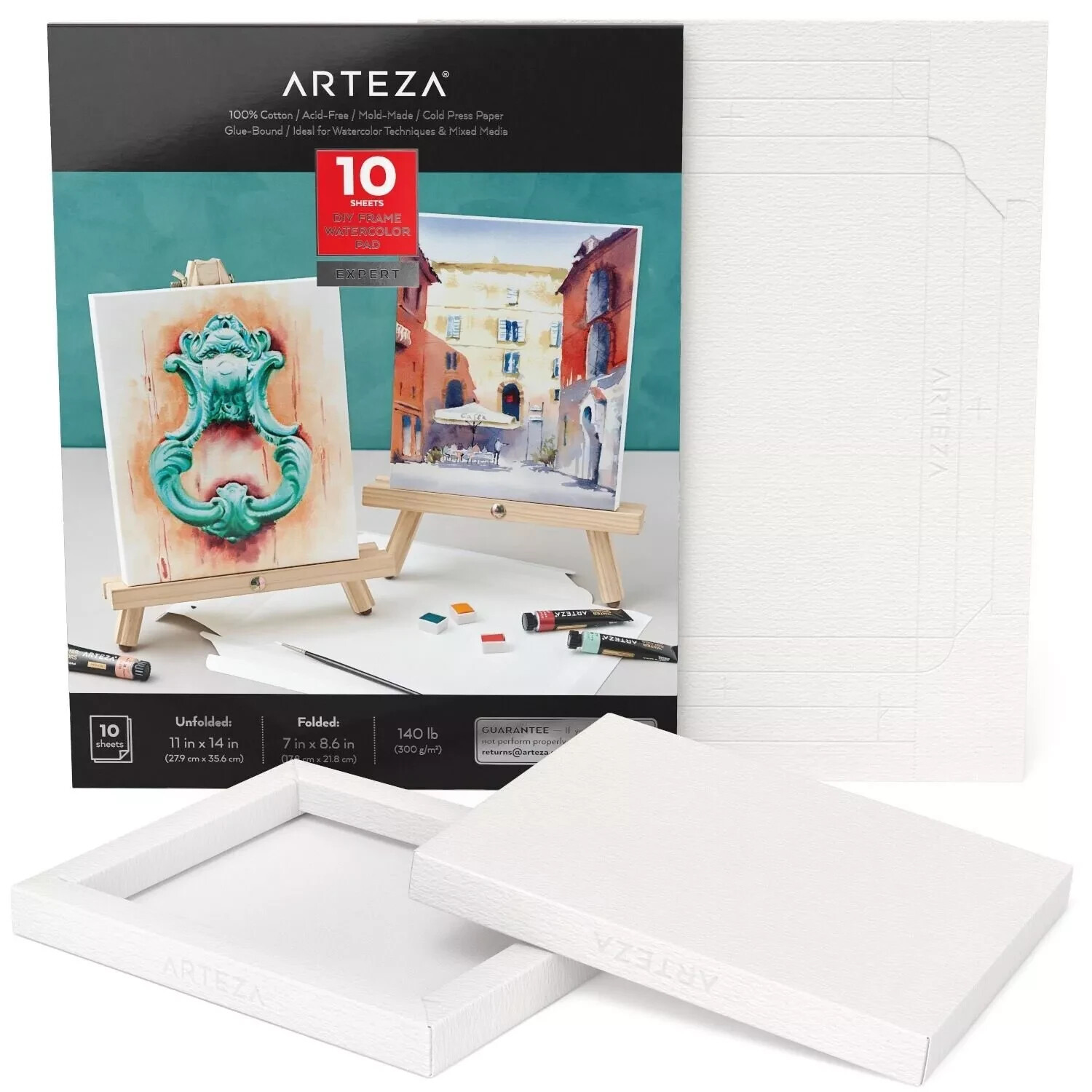 Arteza DIY Foldable Canvas Frame, Expert Watercolour 7x8.6" - 10 Sheets