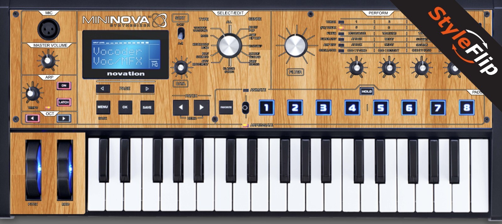 Novation MiniNova Synthesizer | Wood 5 | Protective Decal | StyleFlip Skins