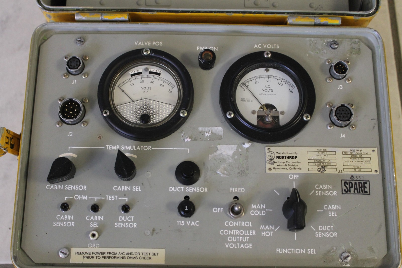 CABIN TEMP CONTROL TEST SET P/N 3-76877-1 , COMPLETE USED CONDITION