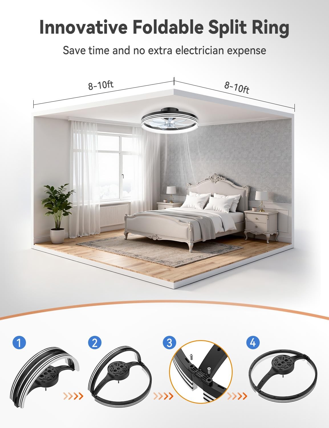 18" Ceiling Fans with Lights and Remote, Low Profile Flush Mount Ceiling Fan ...