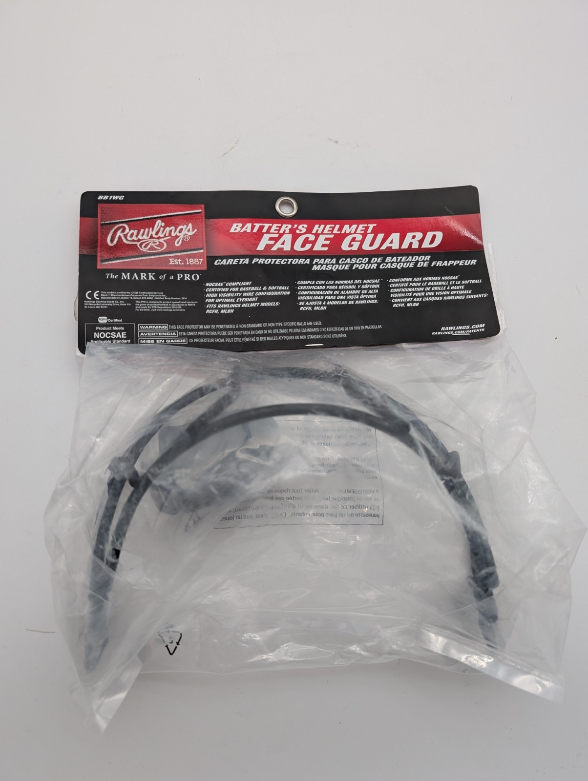 Rawlings Batting Batter's Helmet Black Face Guard BB1WG New (Screws+Chin Strap)