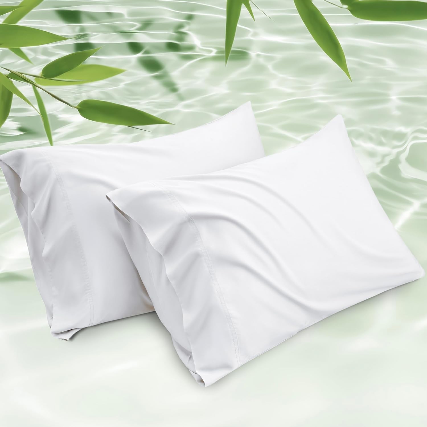 Bedsure White Pillow Cases Set of 2, Cooling Pillow Cases Queen, Rayon Derived f