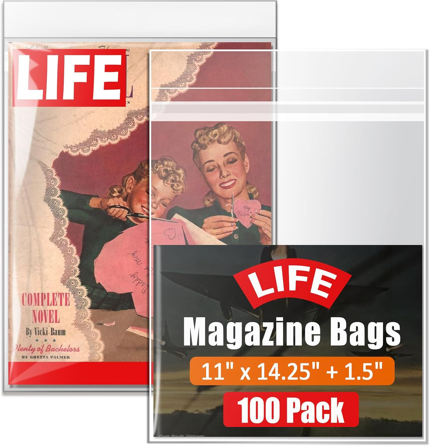 Protector Bag for Life Magazine Bags 100 Pack Crystal Clear, Acid-Free Archival