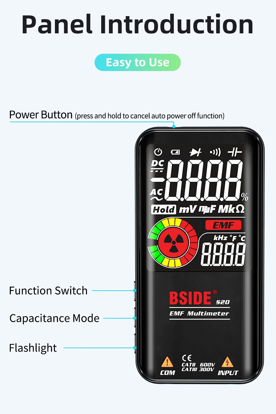 Digital EMF Meter Electromagnetic Radiation Detector Radiation Dosimeter Tester