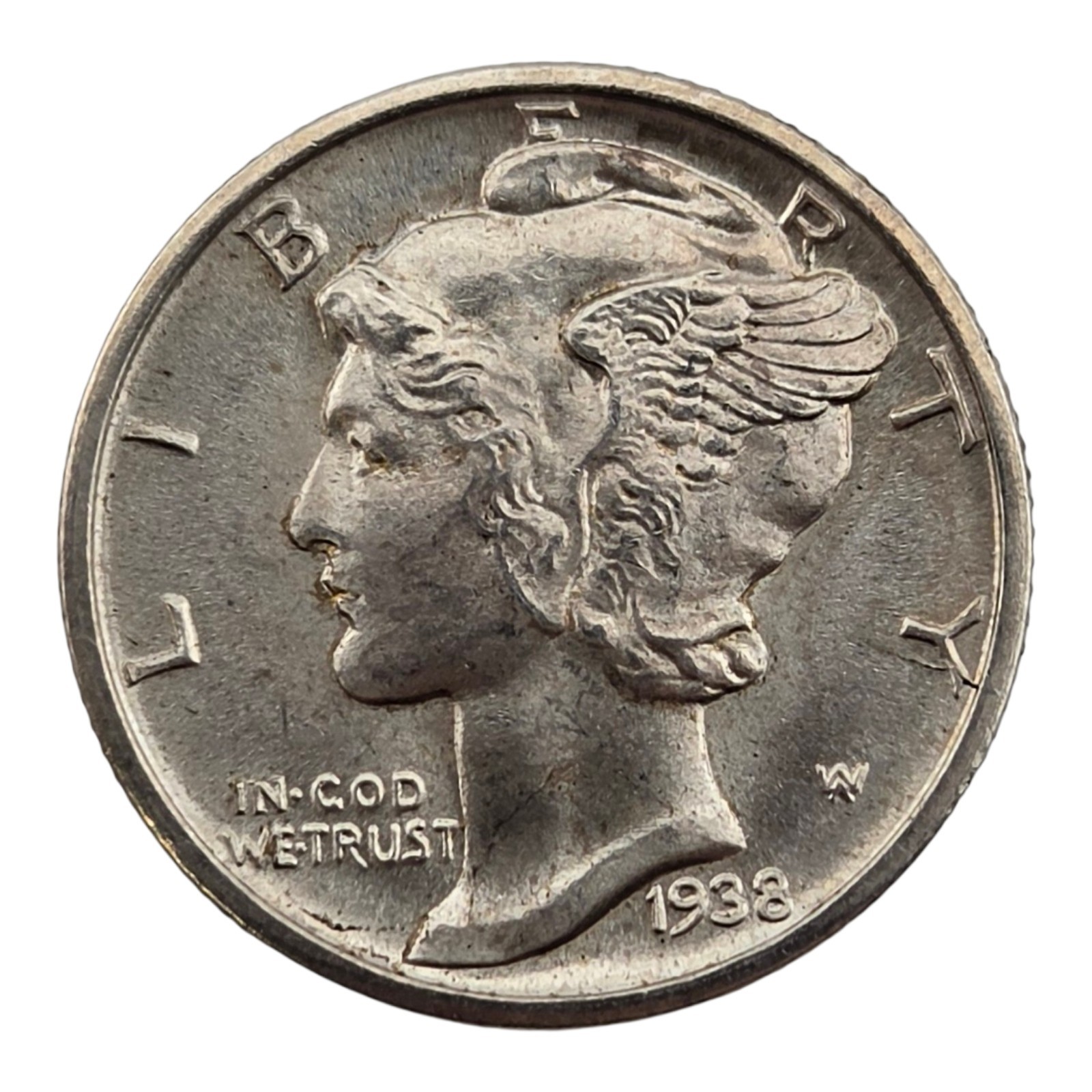 Bu Unc Fb 1938 D Mercury Head Dime Us Silver Coin Denver Mint Full Split Bands