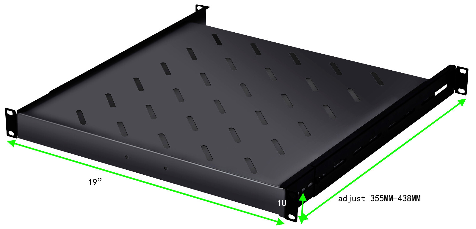Sliding Server Shelf 1U 19" 4 Post Rack Mount Adjustable 14" - 17" 40lb Capacity