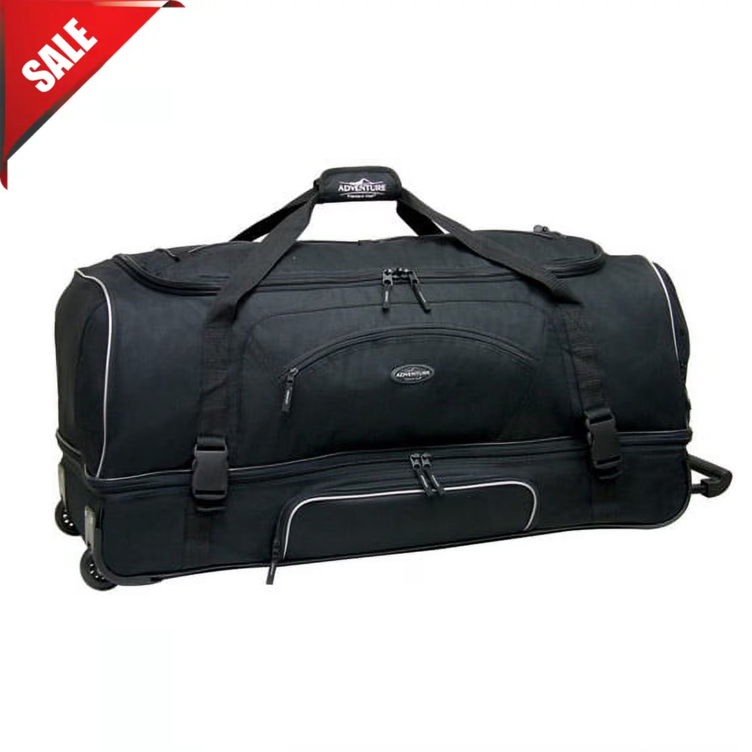 Large 36" Drop-Bottom Rolling Duffel with Telescopic Handle - Black, Best Price