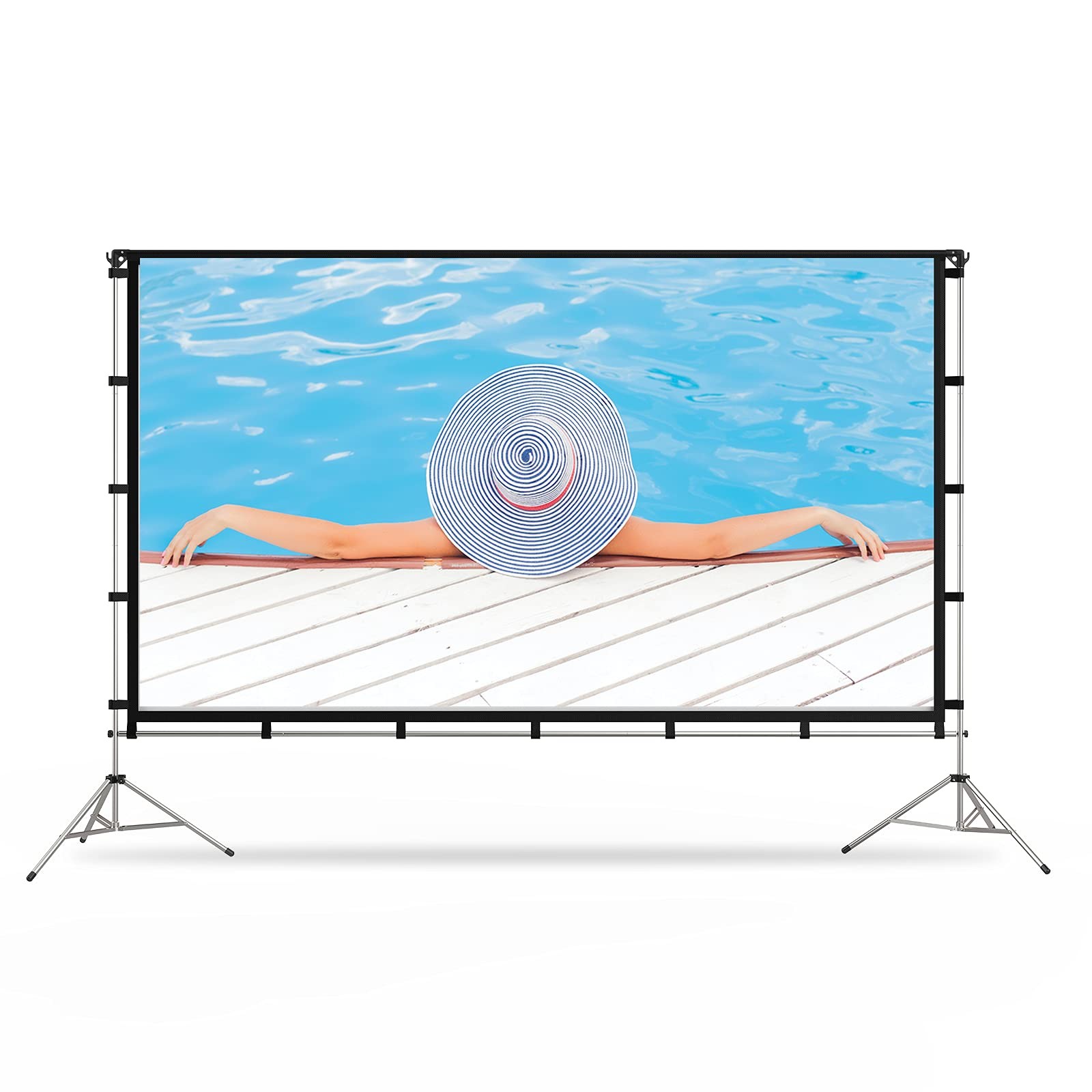 Projector Screen with Stand, 100 inch Portable Foldable Projection Screen wit...