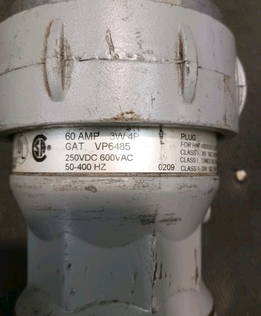 KILLARK VP6485 EXPLOSION PROOF MALE PLUG 60A 600V 3W 4P (L-4)