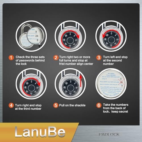 Lock Standard Dial Combination Lock, 2 in. Wide, with Different Black 16pack