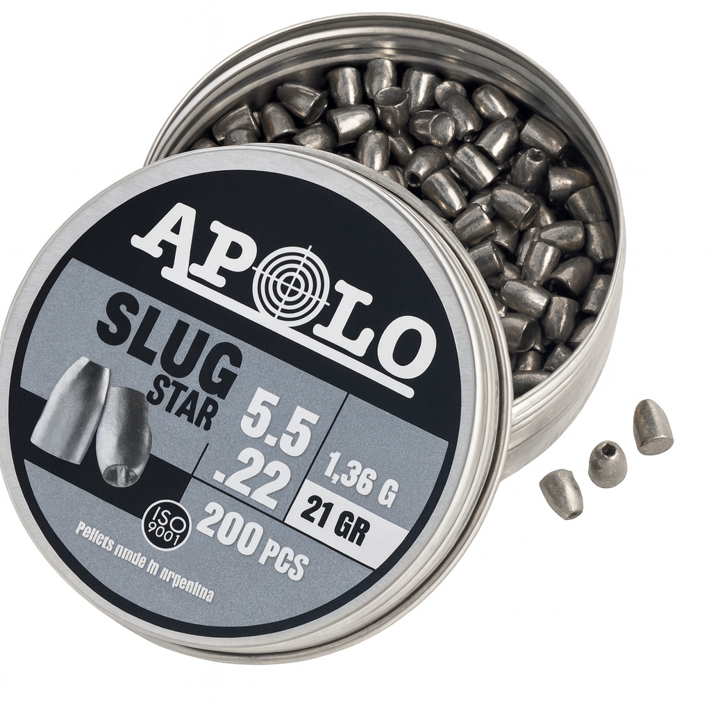 APOLO Slug STAR HP 200 Count HOLLOW POINT 5.5mm .22 Caliber 21gr Airgun Pellets