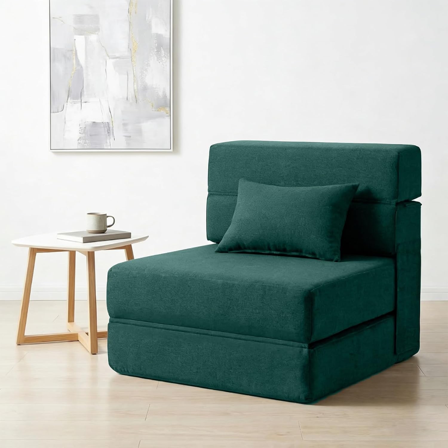 Folding Sofa Bed W/ Pillow- Convertible Chair Floor Couch & Sleeping Mattress