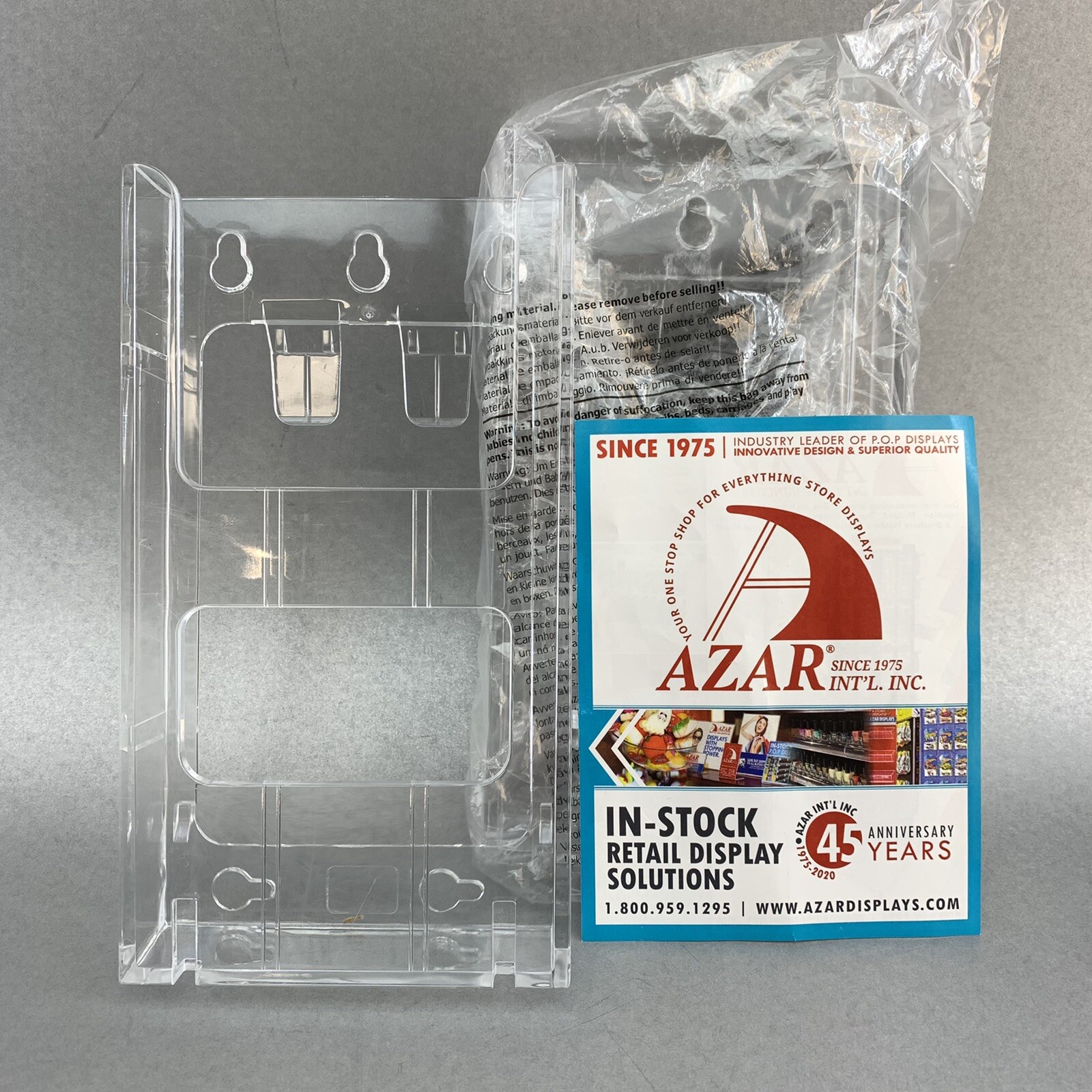 Azar 20 Pocket Trifold Size Wall Mount Display Acrylic Lexan Plastic Clear NEW￼