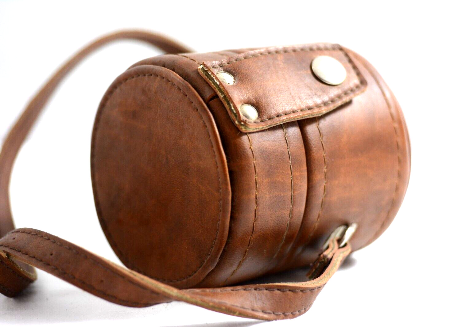 PRIME OR WIDE ANGLE BROWN CAMERA LENS CASE WITH STRAP (EXCELLENT)