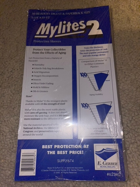2 Packs of 50 Mylites 2 Mil Mylar Reader's Digest / Manga Paperback Bags cm