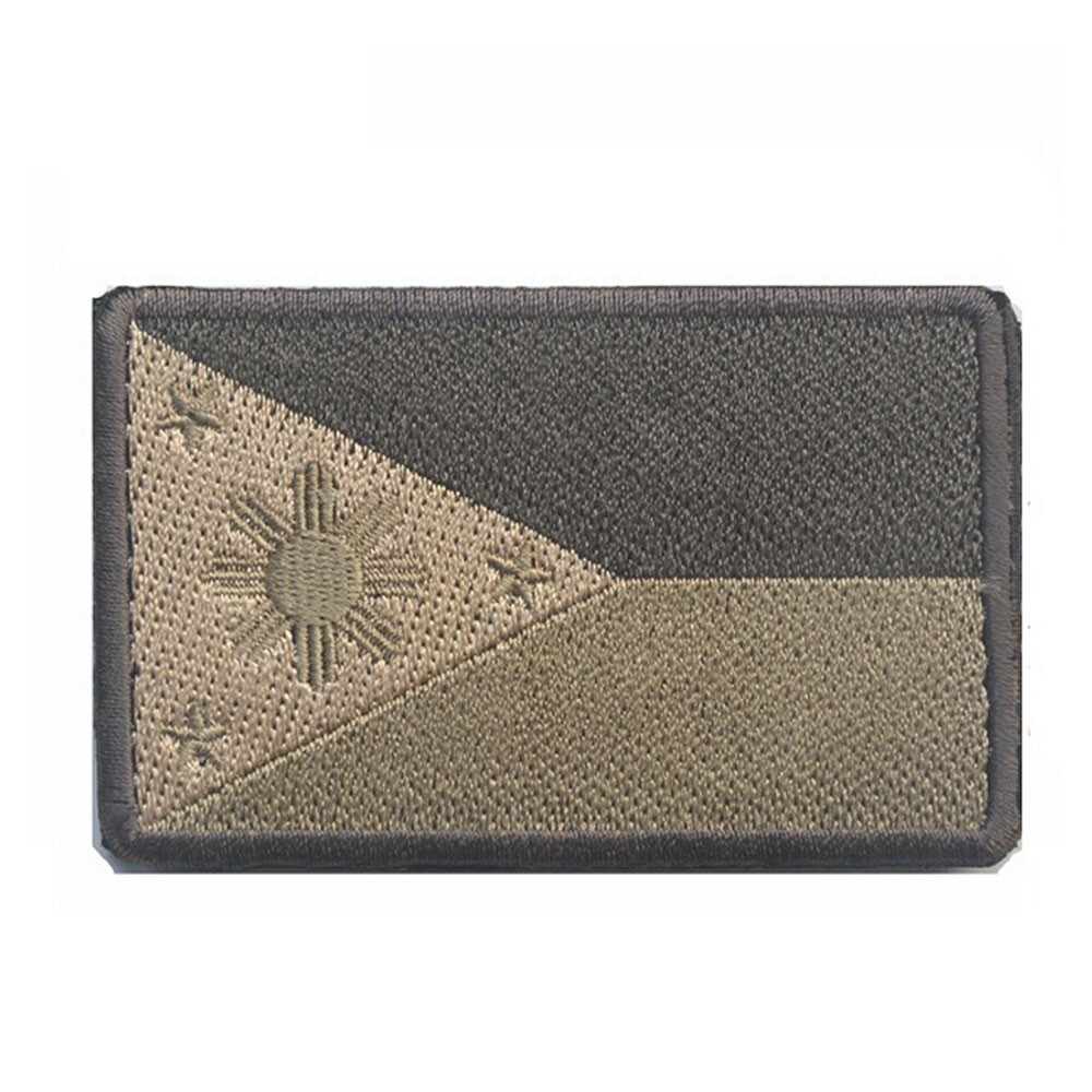 PHILIPPINES FLAG FILIPINO COUNTRY FLAG TACTICAL HOOK LOOP PATCH BADGE GRAY