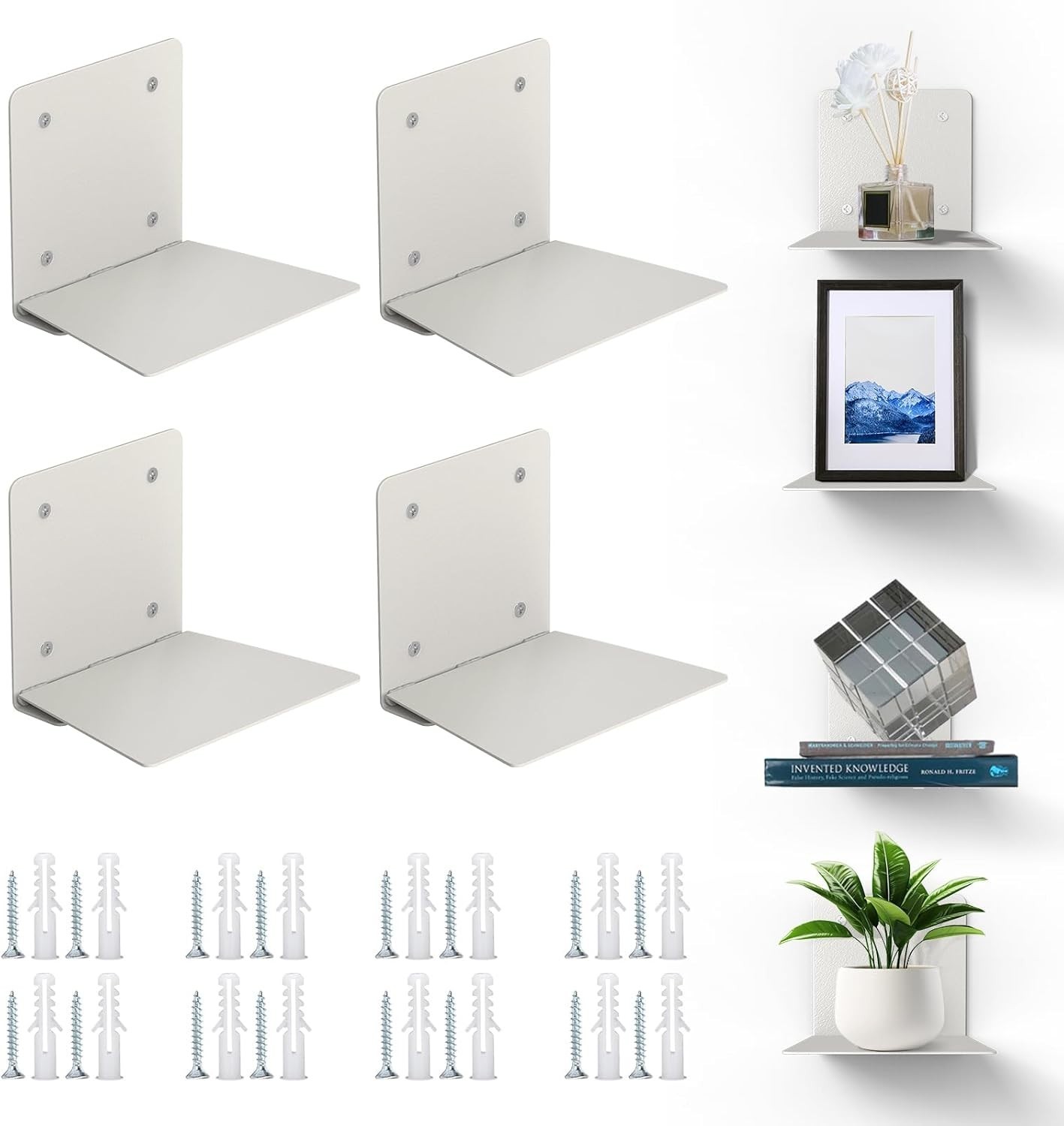 Floating Book Shelves Wall Steel Constructed Hidden Bookshelf W/ Mounting