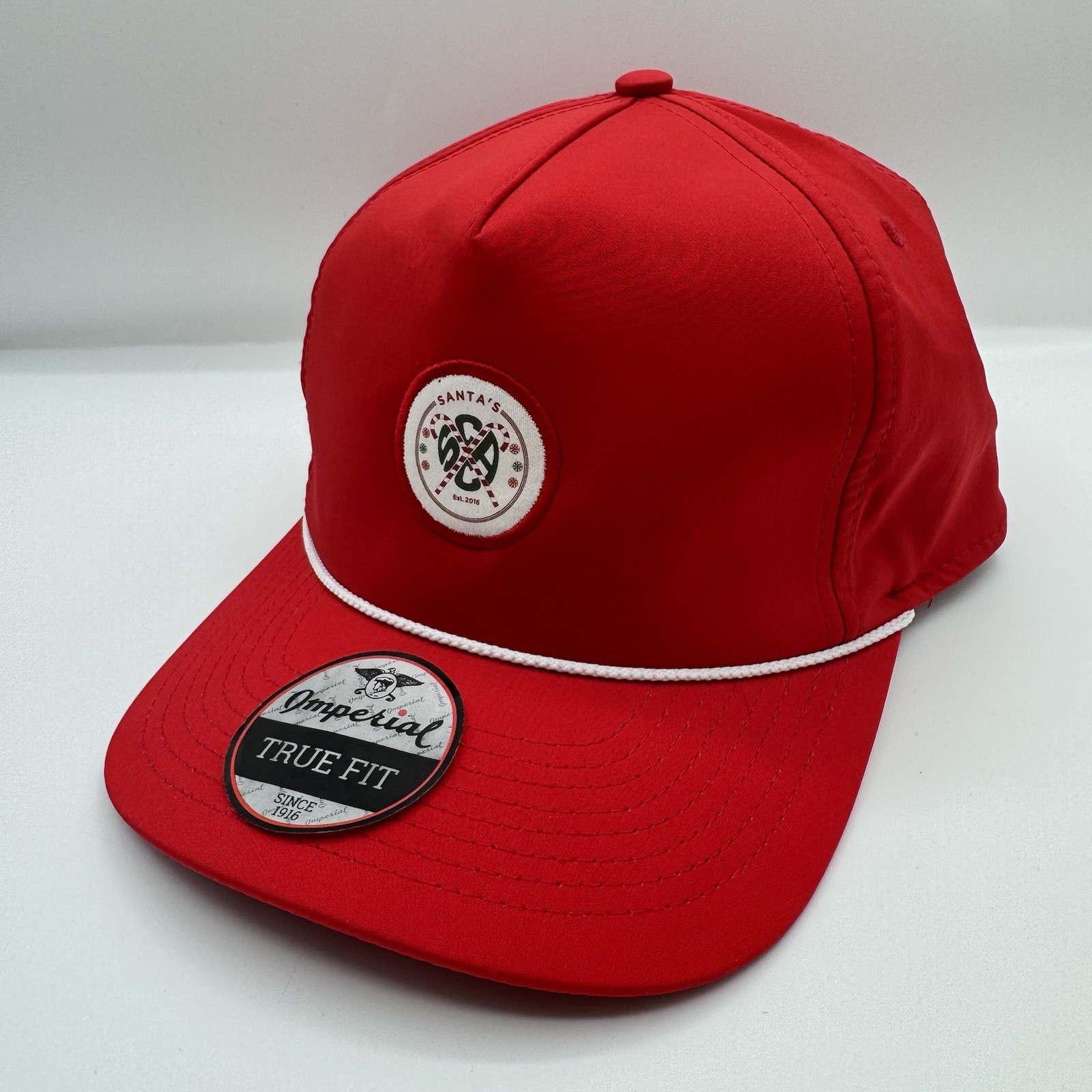 Imperial True Fit Red Snapback Hat Santa’s SCC Patch Rope Cap Christmas