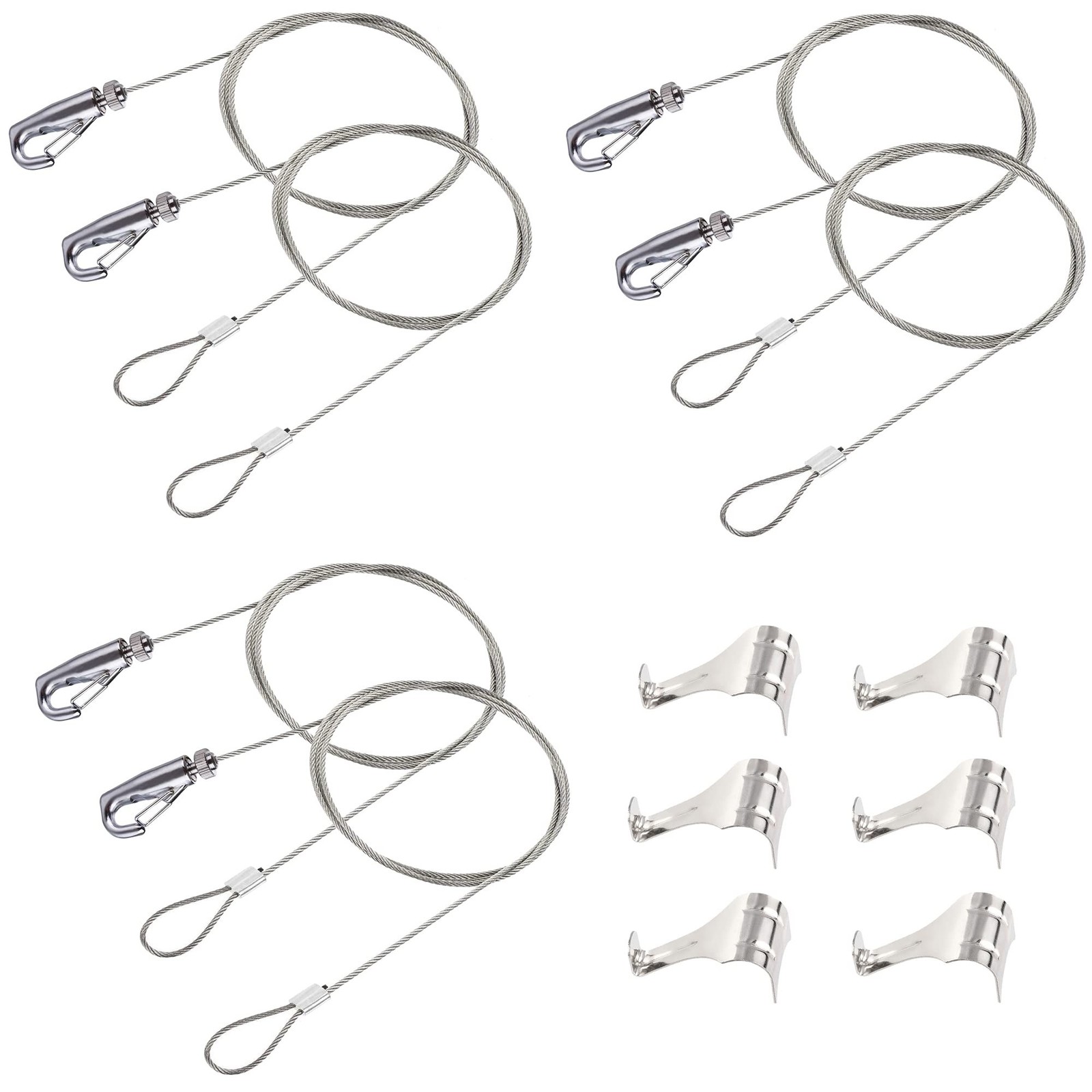 6 Pack Picture Rail Hooks and Wire Hanging System, 6.5 Ft Wire Cables, Adjust...