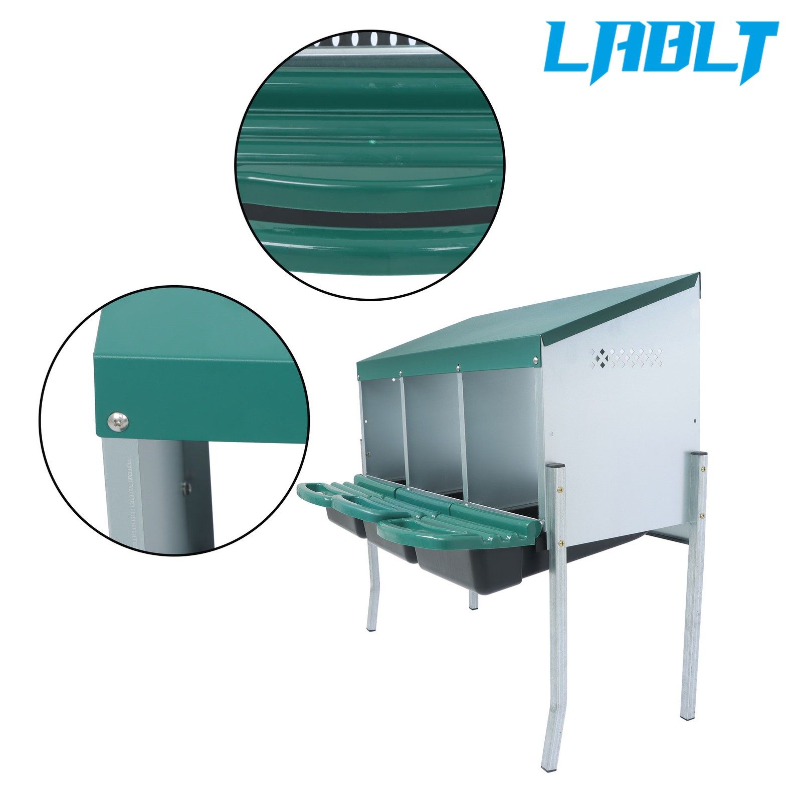 LABLT Chicken Nesting Box With Metal Legs Nesting Boxes For Chickens 3 Holes