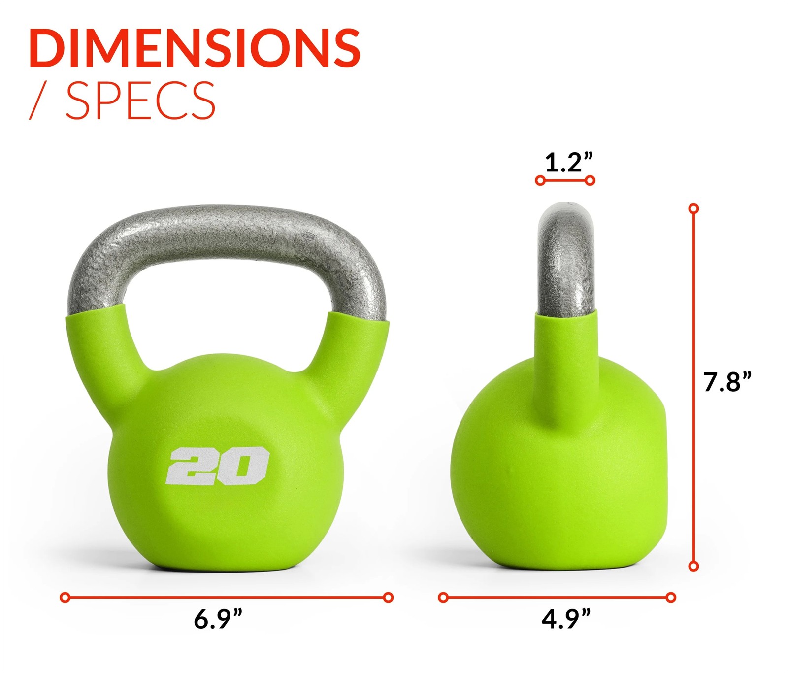 20lb Neoprene Coated Kettlebell, Green
