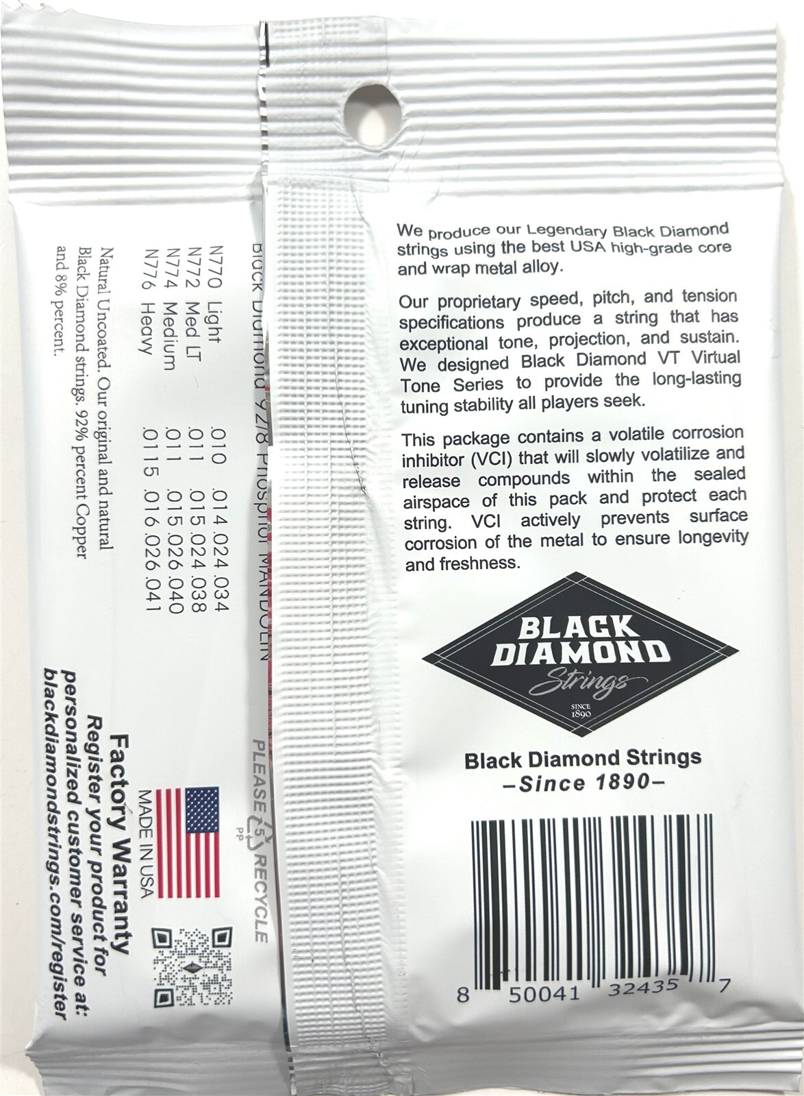 Black Diamond Mandolin Strings 5 Sets Phosphor Bronze Loop End .011-.040