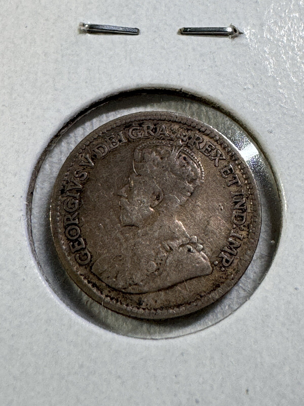 1919 Canada 5 Cents Small Silver Coin Cleaned