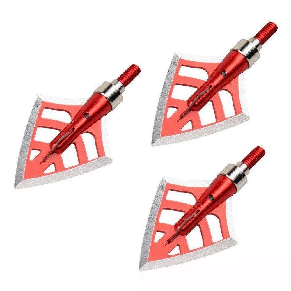 125 Grain Red Archery Arrow Broadheads 4 Blade Arrow Heads Points Tips Arrowhead